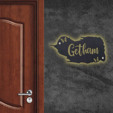 Personalized Metal Name Plate for Home – Weatherproof Butterfly Design