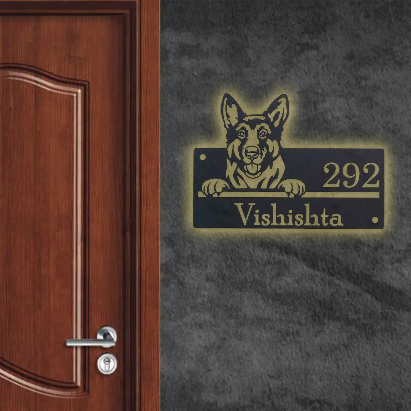 Personalized Dog Theme Metal Name Plate for Home – Weatherproof - Harshita Craft