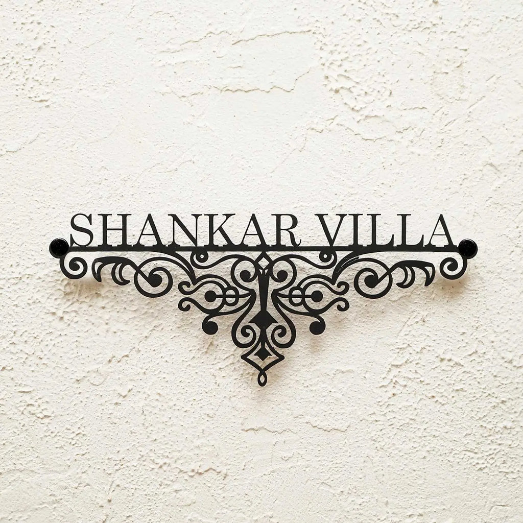 Personalized Metal Name Plate for Home – Weatherproof Mild Steel Name Plate for Villa & House Entrance - Harshita Craft