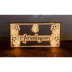 Custom Acrylic LED Name Plate with Golden Letters - Harshita Craft