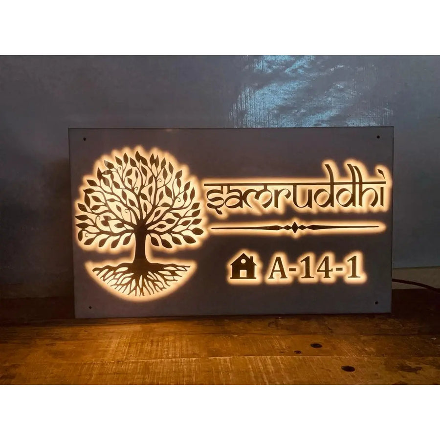 Embossed Letters Acrylic LED Name Plate for Home
