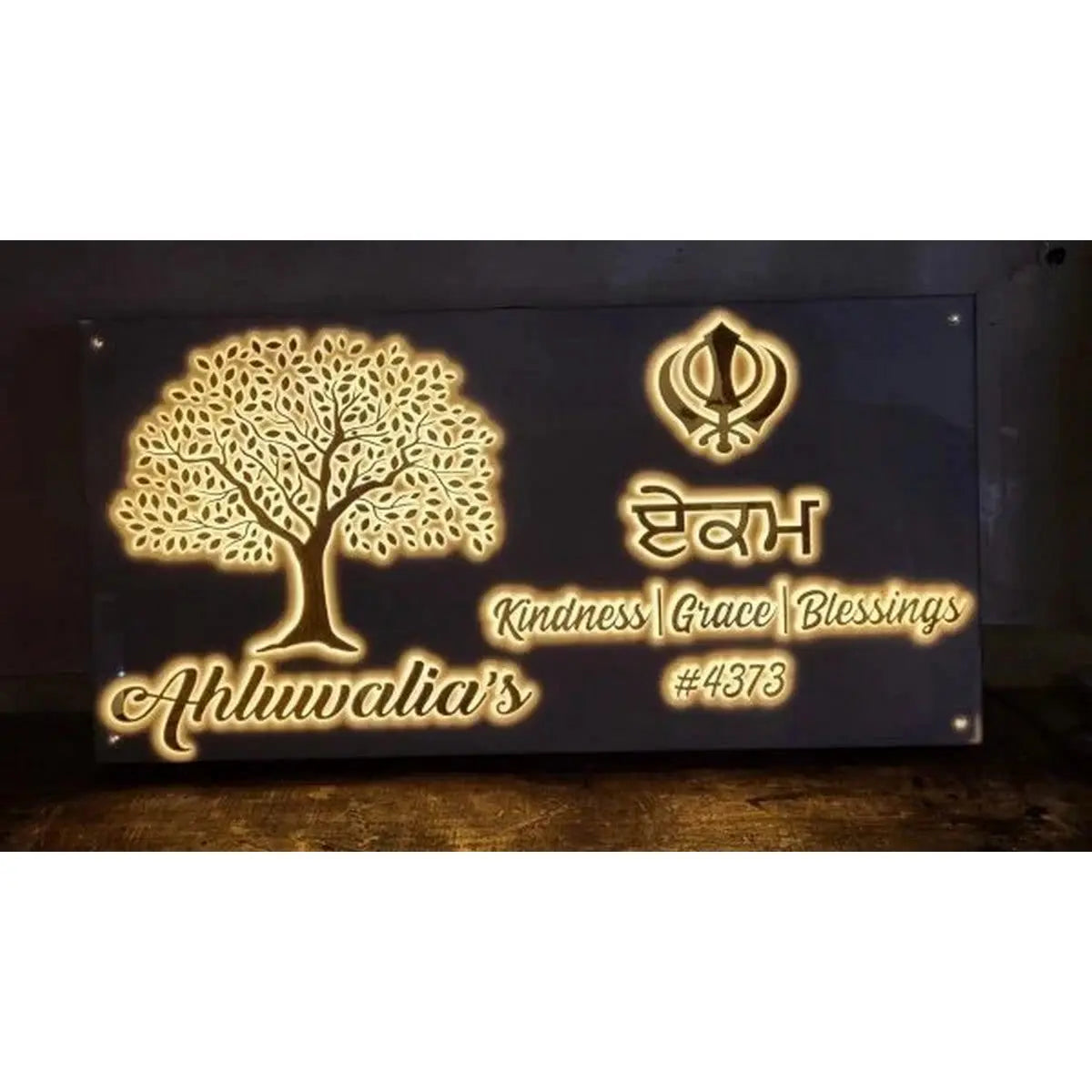 3D Golden Acrylic LED Name Plate - Harshita Craft