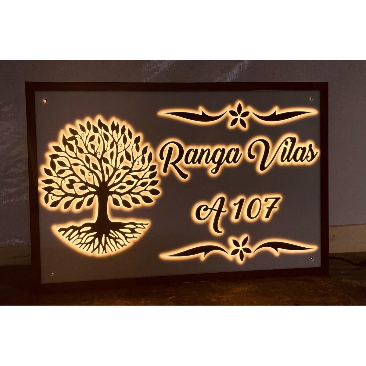 Stylish Personalized 3D Embossed Letters LED Acrylic Name Plate for Home
