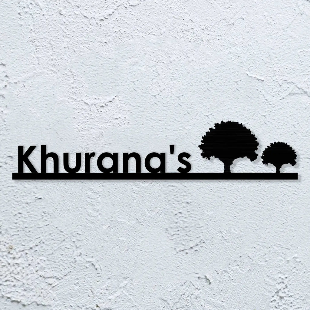 Personalized Laser Cut Tree Theme Metal Name Plate for Home - Harshita Craft