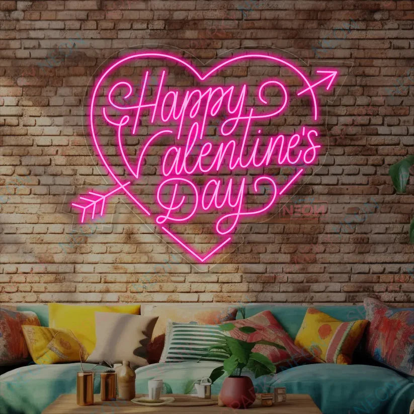 Happy Valentine’s Day Neon Light Sign | Romantic Neon Light for Bedroom & Wall Decor - Harshita Craft