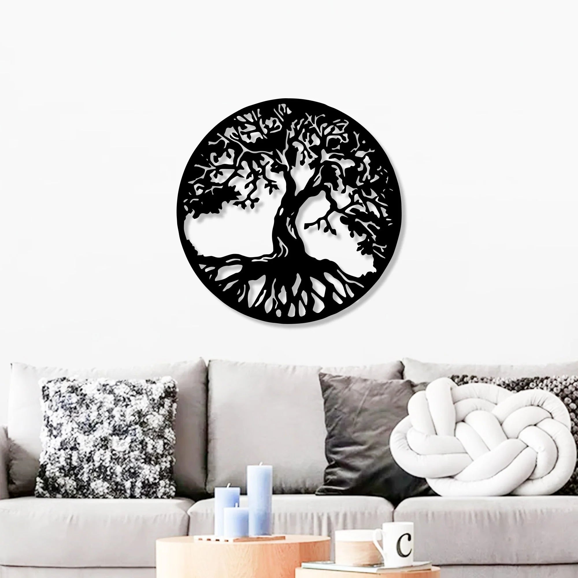 Tree Roots Circle Metal Wall Art