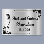 Personalized Ganesha Theme Metal Name Plate for Home | Stainless Steel Design - Harshita Craft