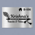 Personalized Stainless Steel Metal Name Plate for Home – Flute Theme | Premium Outdoor Name Plate - Harshita Craft