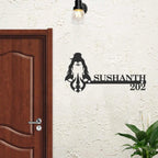 Personalized Shiva Face Laser Cut Metal Name Plate for Home - Harshita Craft