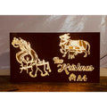 Brown Texture Acrylic Name Plate with Golden Embossed Letters & LED for Home