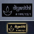 Personalized Waterproof Diya Design Laser Cut Metal LED Name Plate for Home Entrance - Harshita Craft