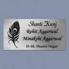 Personalized Feather Theme Stainless Steel Metal Name Plate for Home | Custom Laser-Cut Design - Harshita Craft