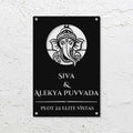 Personalized Laser Cut Ganesha Theme Metal Name Plate for Home – Vertical Steel Name Plate for Entrance & Outdoor - Harshita Craft