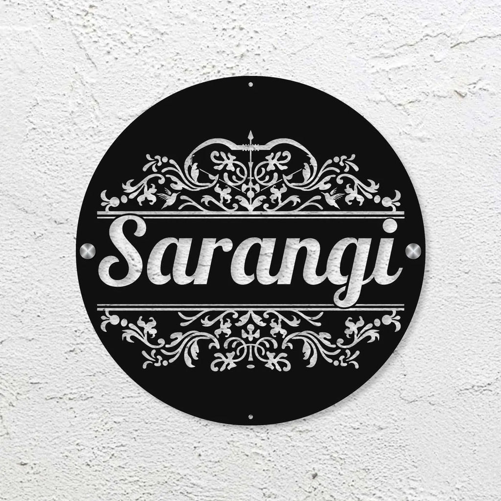 Personalized Laser Cut Round Metal Name Plate for Home - Harshita Craft