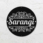 Personalized Laser Cut Round Metal Name Plate for Home - Harshita Craft