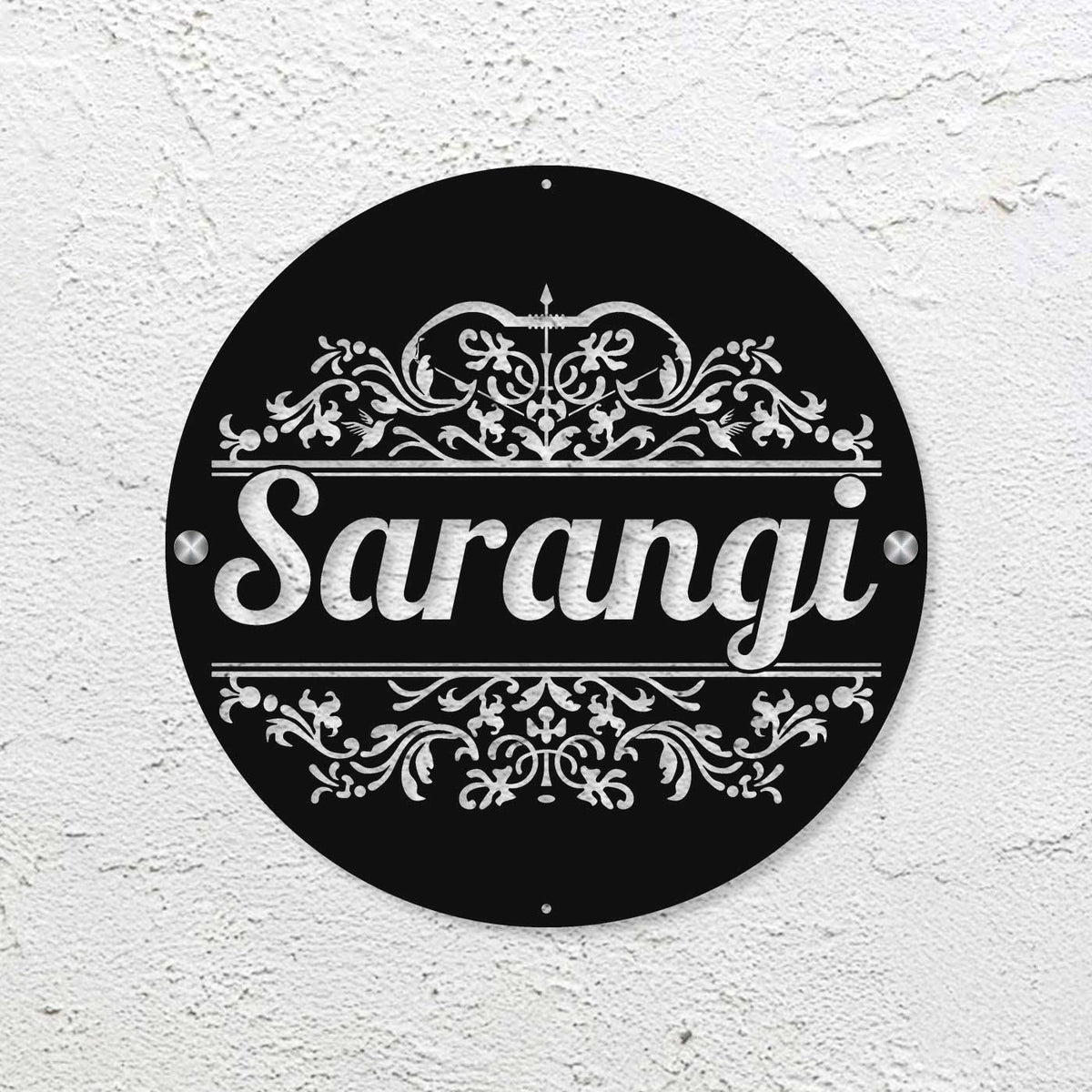 Personalized Laser Cut Round Metal Name Plate for Home