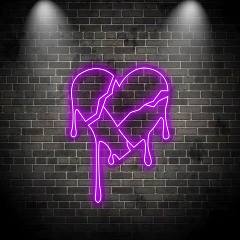 Broken Heart Neon Sign | Love LED Neon Light for Bedroom & Wall Decor