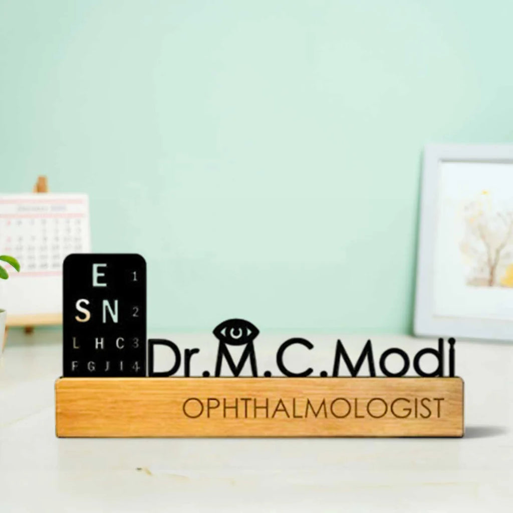 Personalized Minimal Desk Table Name Plate for Ophthalmologist