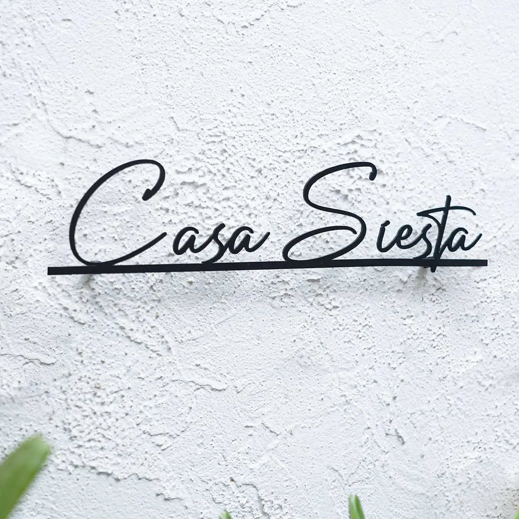Personalized Modern Laser Cut Metal Name Plate for Home | Weatherproof Steel Design - Harshita Craft