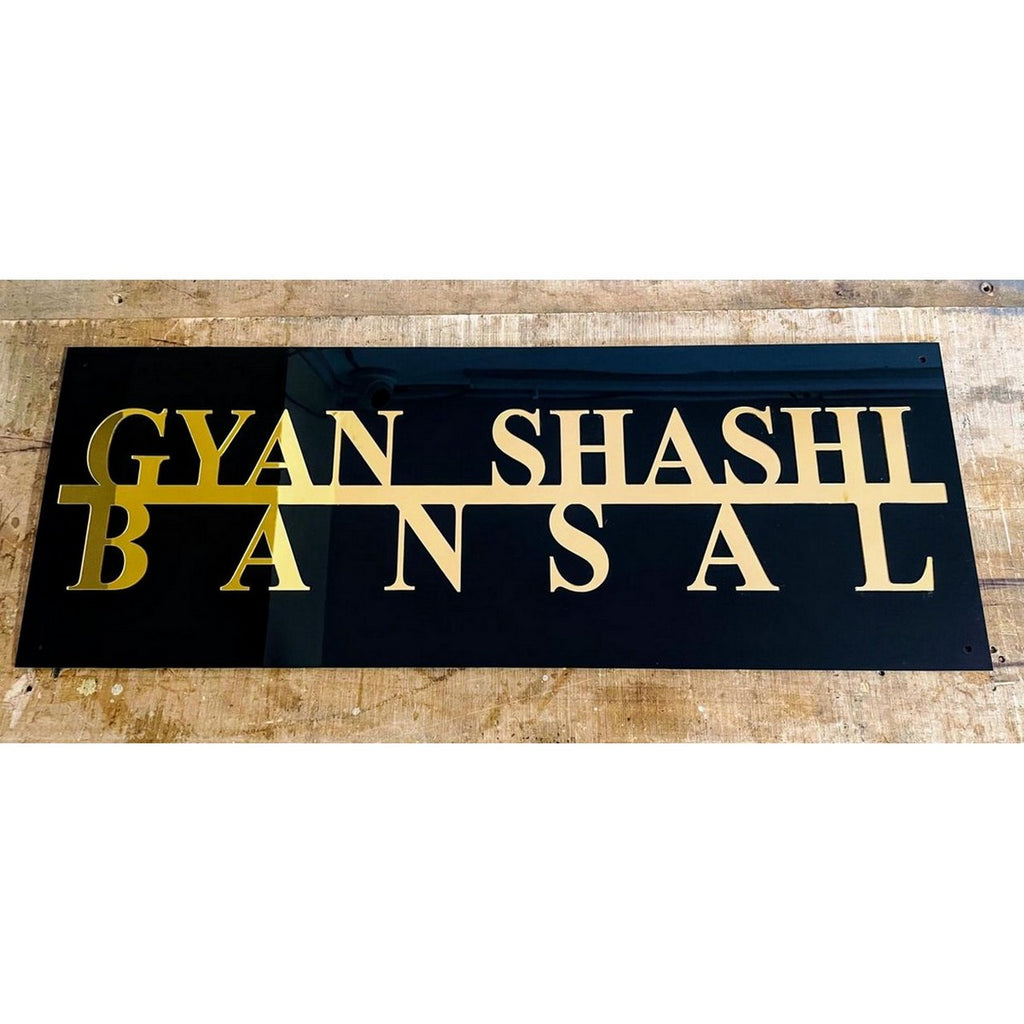 Black & Gold Acrylic Name Plate for Home