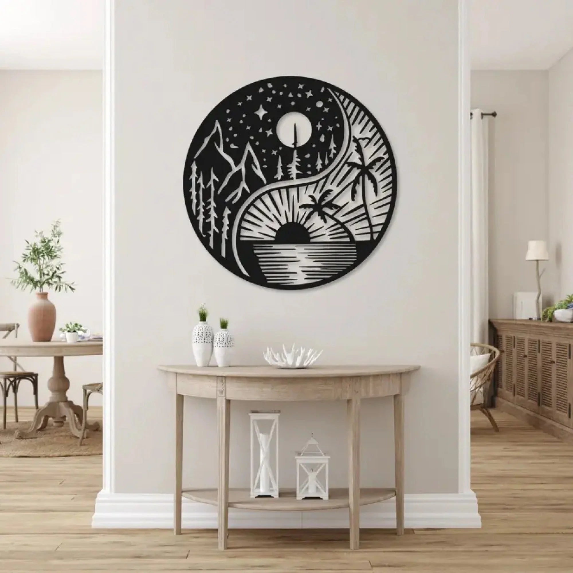 Day and Night Scenery Metal Wall Art