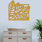 Golden Leaf Design Metal Wall Art for Elegant Living Room Decor - Harshita Craft