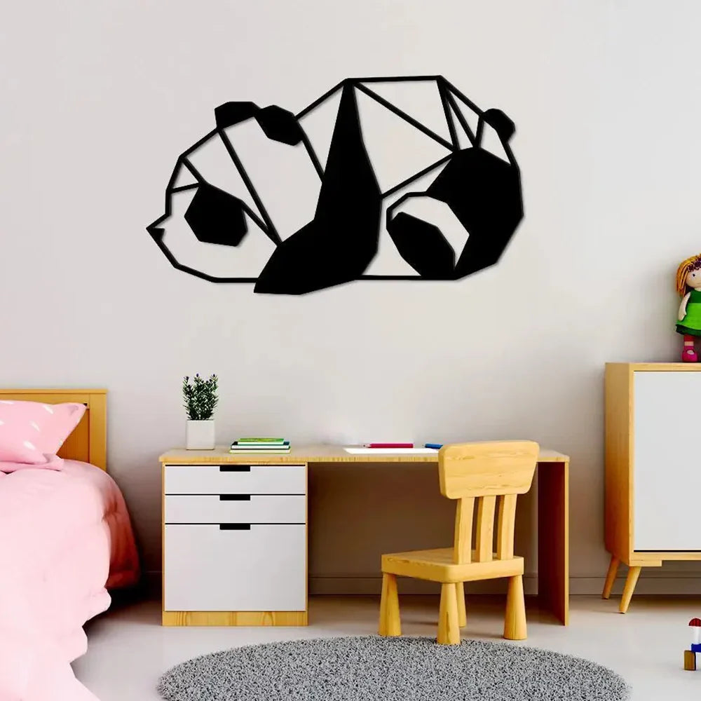 Geometric Lazy Panda Metal Wall Art 