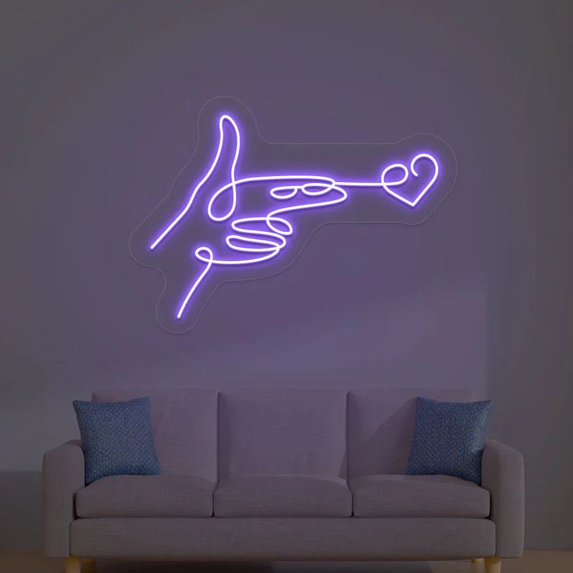 Love Gun LED Neon Sign | Romantic LED Neon Light for Bedroom & Wall Decor - Harshita Craft
