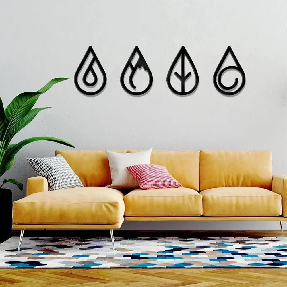 Four Elements Silhouette Metal Wall Art