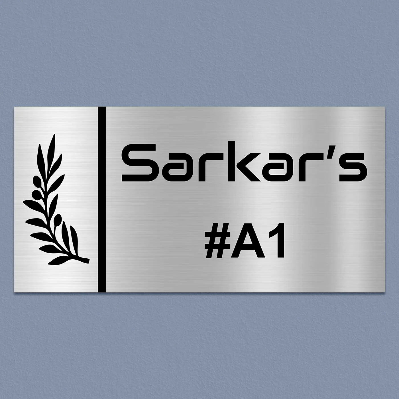 Personalized Leaf Theme Stainless Steel Metal Name Plate for Home & Outdoor - Harshita Craft