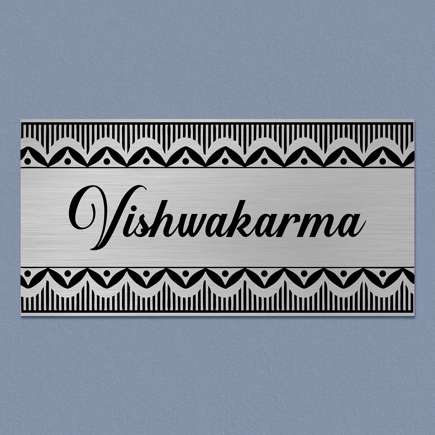 Personalized Line Art Metal Name Plate for Home – Stainless Steel - Harshita Craft