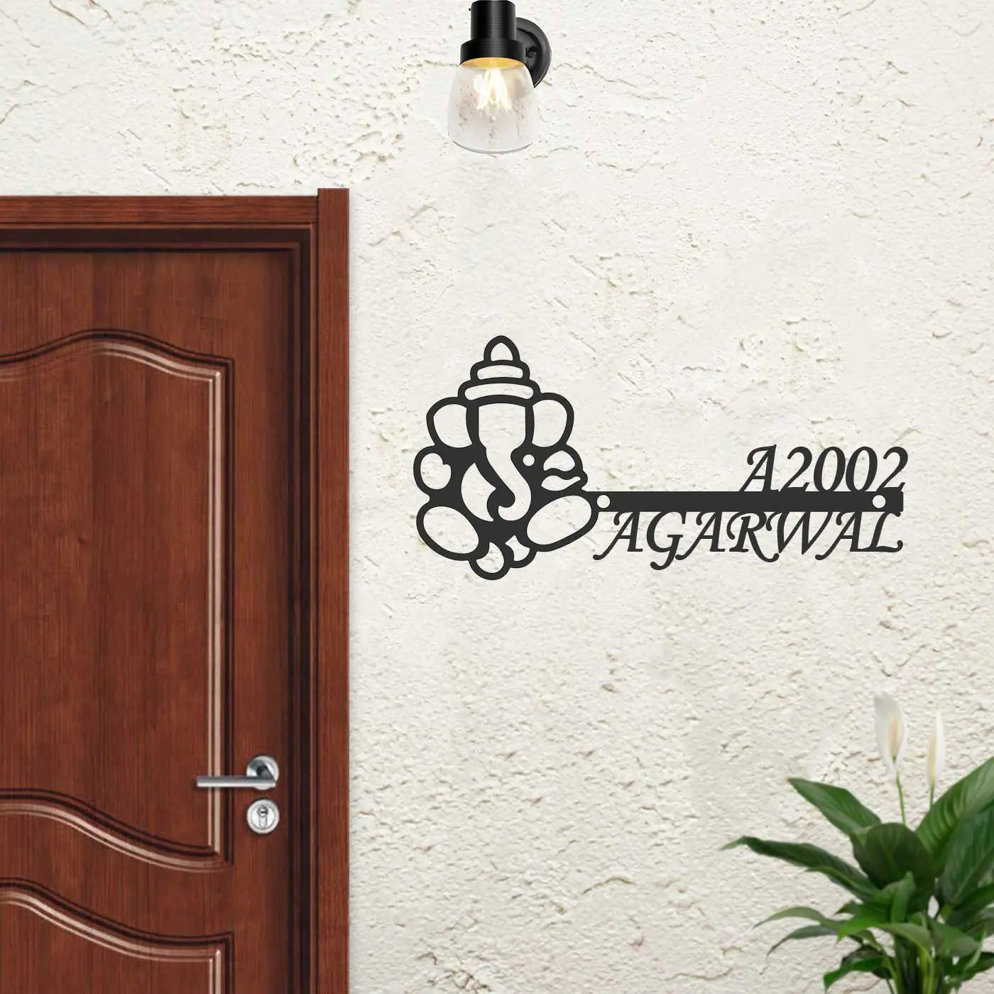 Personalized Metal Name Plate for Home – Laser Cut Religious Design (Outdoor & Indoor) - Harshita Craft