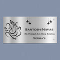 Personalized Ganesha & Diya Stainless Steel Metal Name Plate for Home | Custom Laser-Cut Design - Harshita Craft