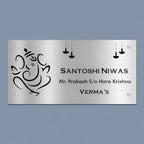 Personalized Ganesha & Diya Stainless Steel Metal Name Plate for Home | Custom Laser-Cut Design - Harshita Craft