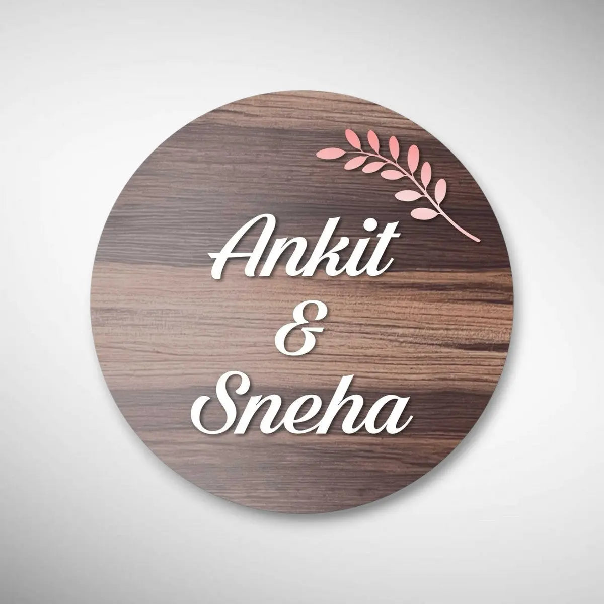 White & Wooden Acrylic Name Plate for Home | Custom Fancy Acrylic Name Plate Design - Harshita Craft