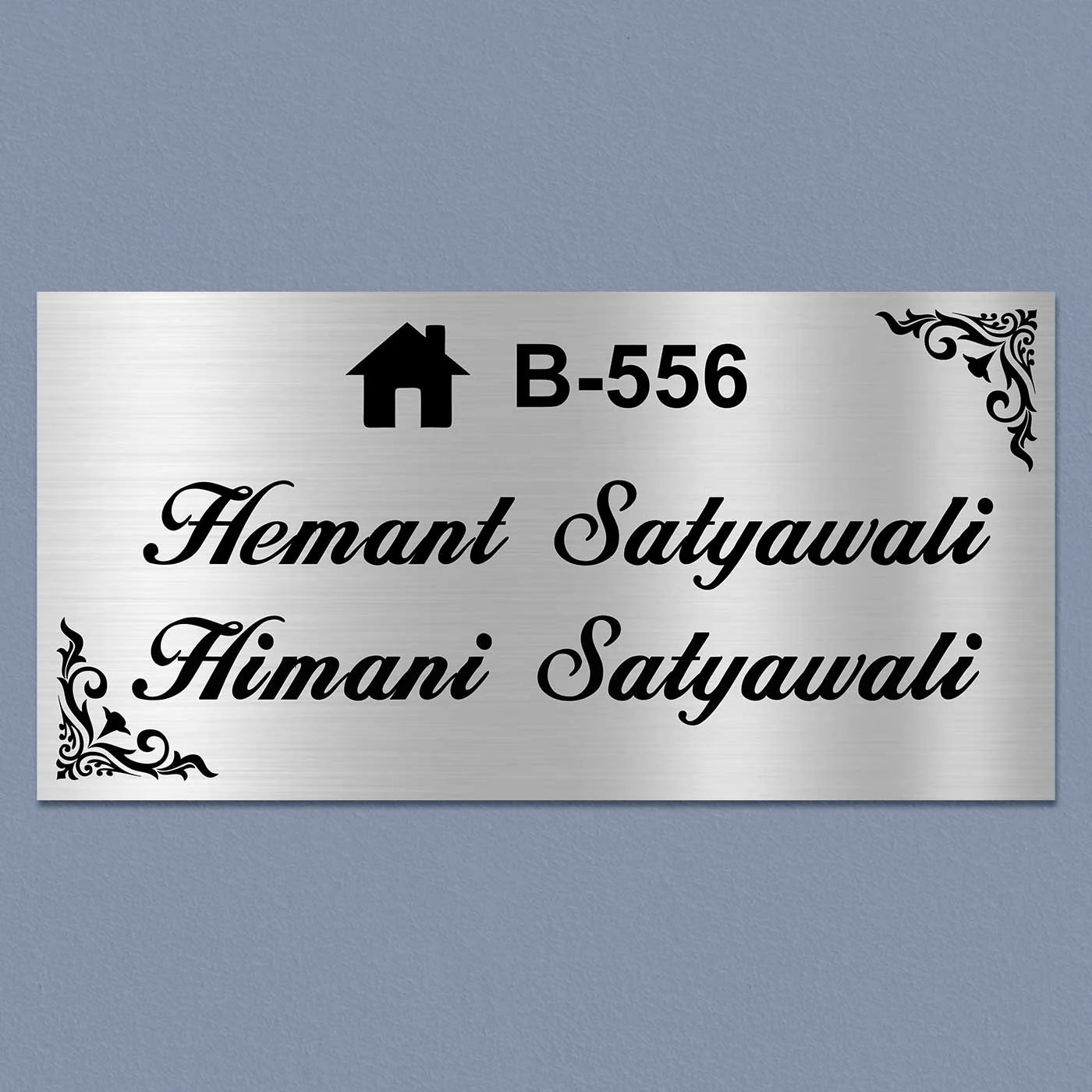 Personalized Sleek Stainless Steel Metal Name Plate for Home - Harshita Craft