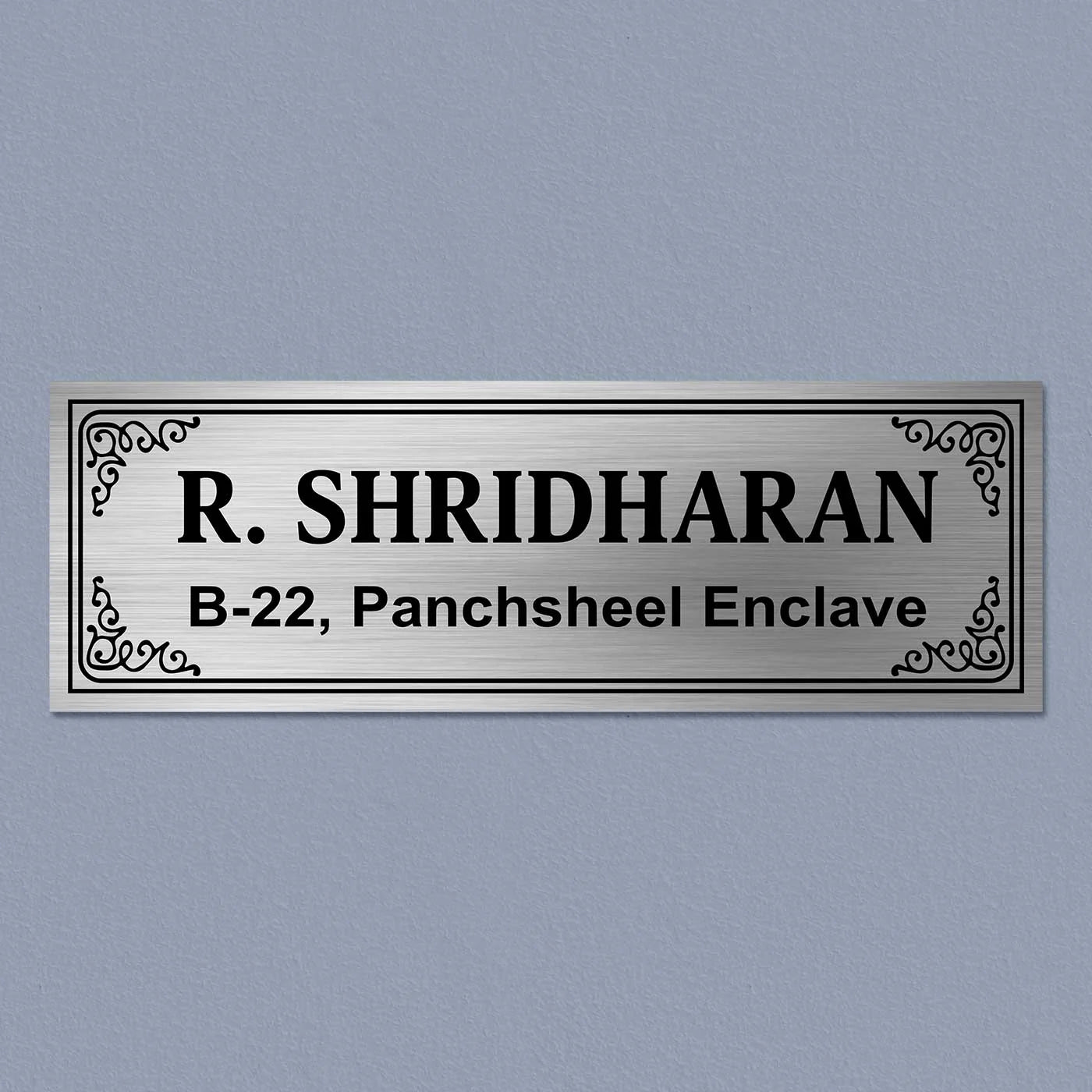 Personalized Elegant Stainless Steel Metal Name Plate for Home - Harshita Craft