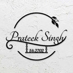 Personalized Laser Cut Elegant Steel Metal Name Plate for Home - Harshita Craft