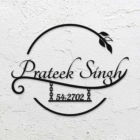 Personalized Laser Cut Elegant Steel Metal Name Plate for Home