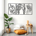 Abstract Woman With Flower Metal Wall Art