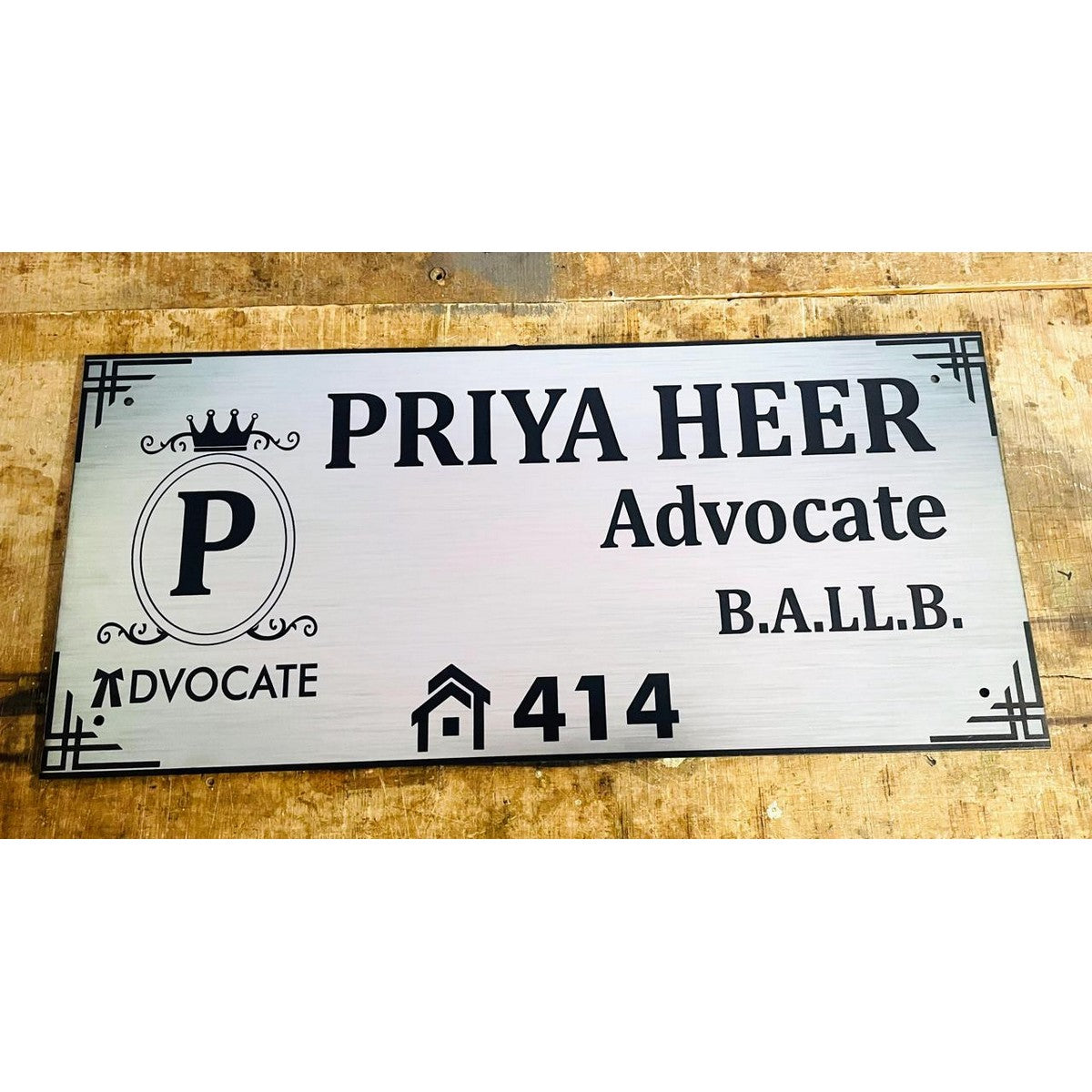 Stainless Steel Texture Acrylic Name Plate 