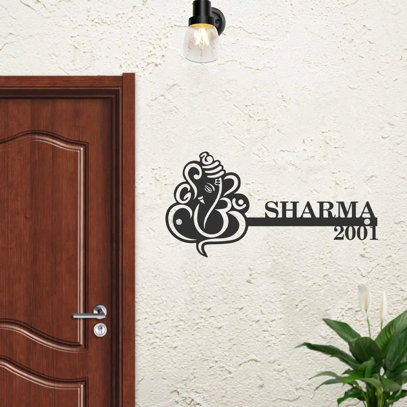 Personalized Religious Theme Metal Name Plate for Home – Laser Cut Steel - Harshita Craft