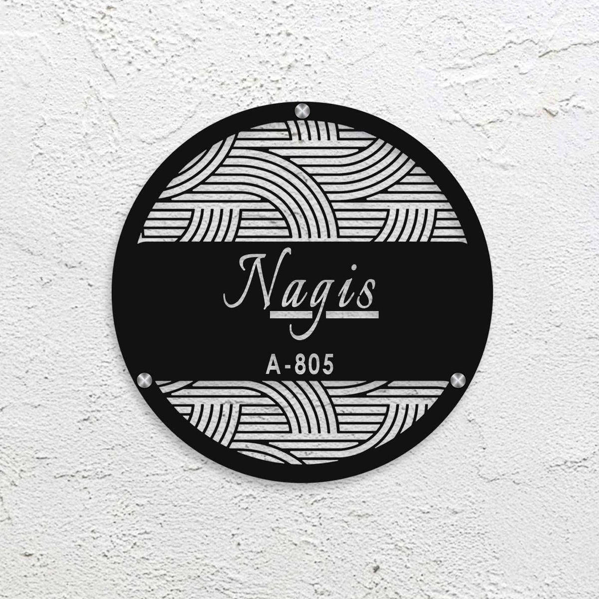 Personalized Round Metal Name Plate for Home | Laser Cut Steel Design