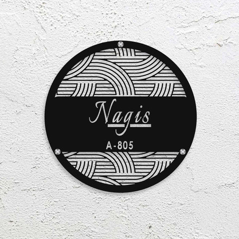 Personalized Round Metal Name Plate for Home | Laser Cut Steel Design