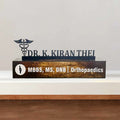 Personalized Waterproof Black Elegant Doctor Metal Name Plate for Office Desk - Harshita Craft