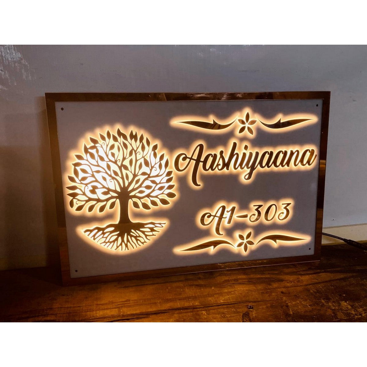Acrylic Embossed Letters LED Home Waterproof Name Plate