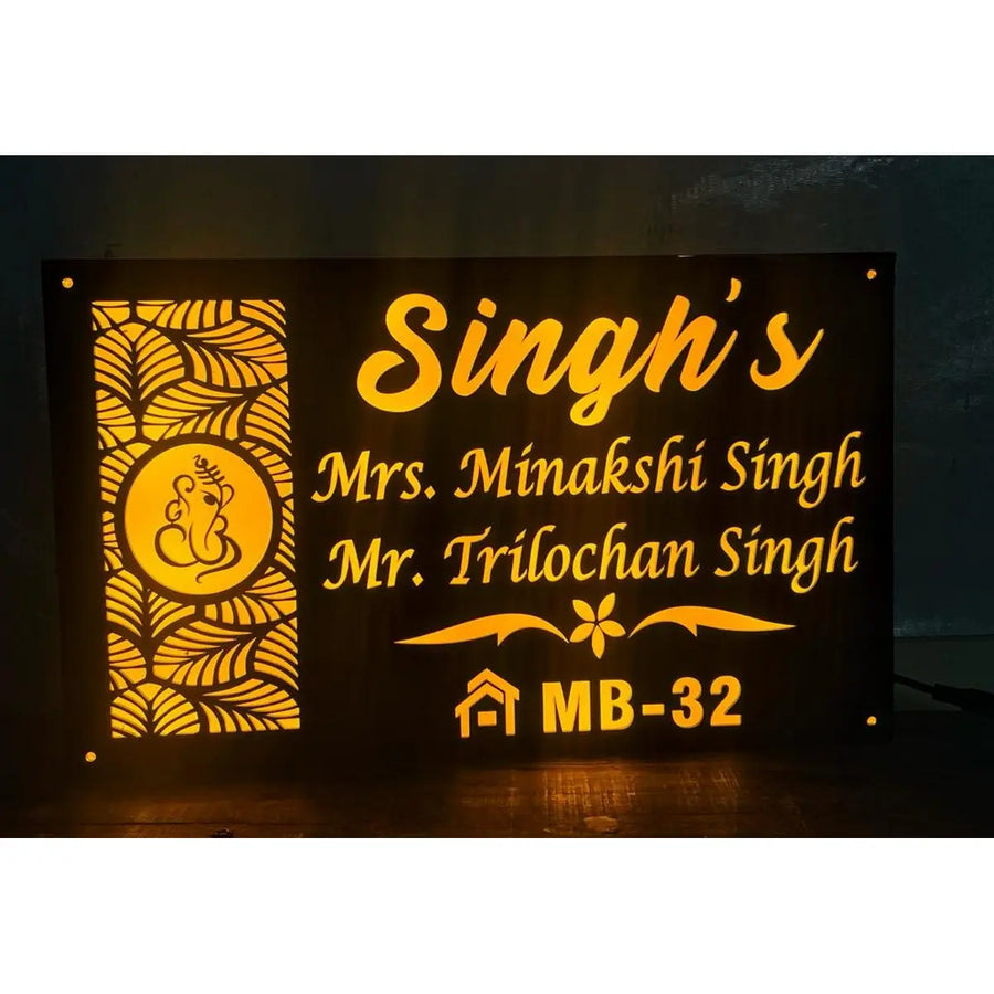 Waterproof Acrylic LED Home Name Plate Design