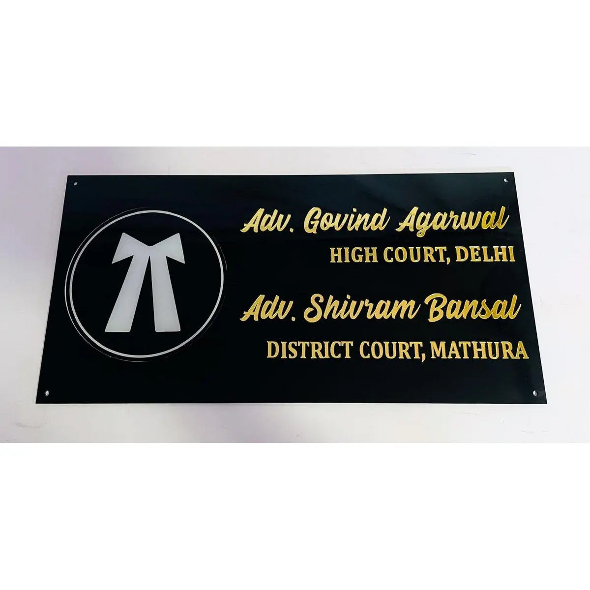 Advocate Acrylic Name Plate for Home & Office | Fancy Gold Acrylic Name Plate Design - Harshita Craft
