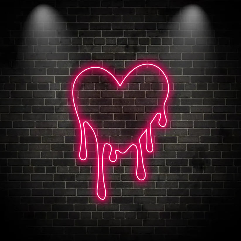 Dripping Heart Neon Sign | Love LED Neon Light for Bedroom & Wall Decor - Harshita Craft