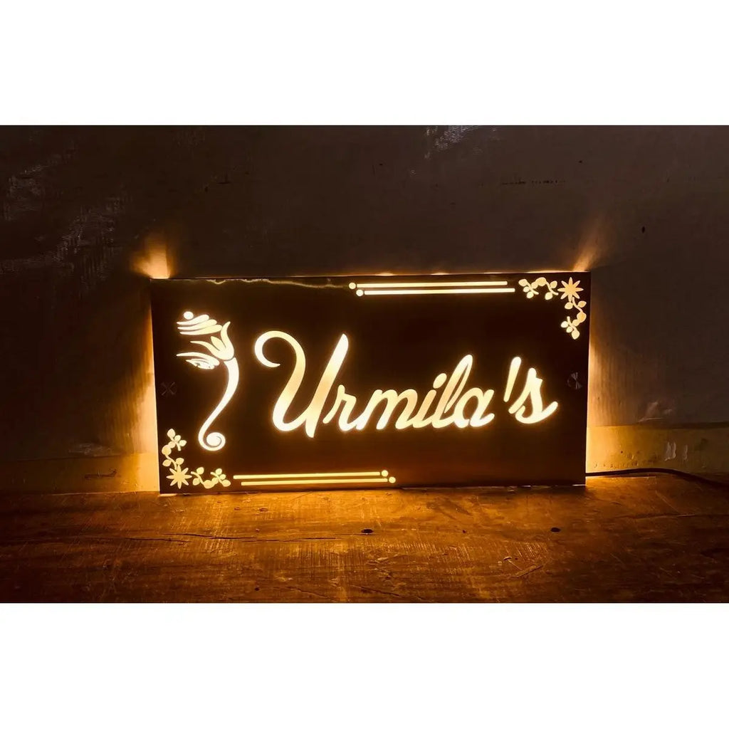 Golden Stainless Steel 304 LED Name Plate – Waterproof - Harshita Craft